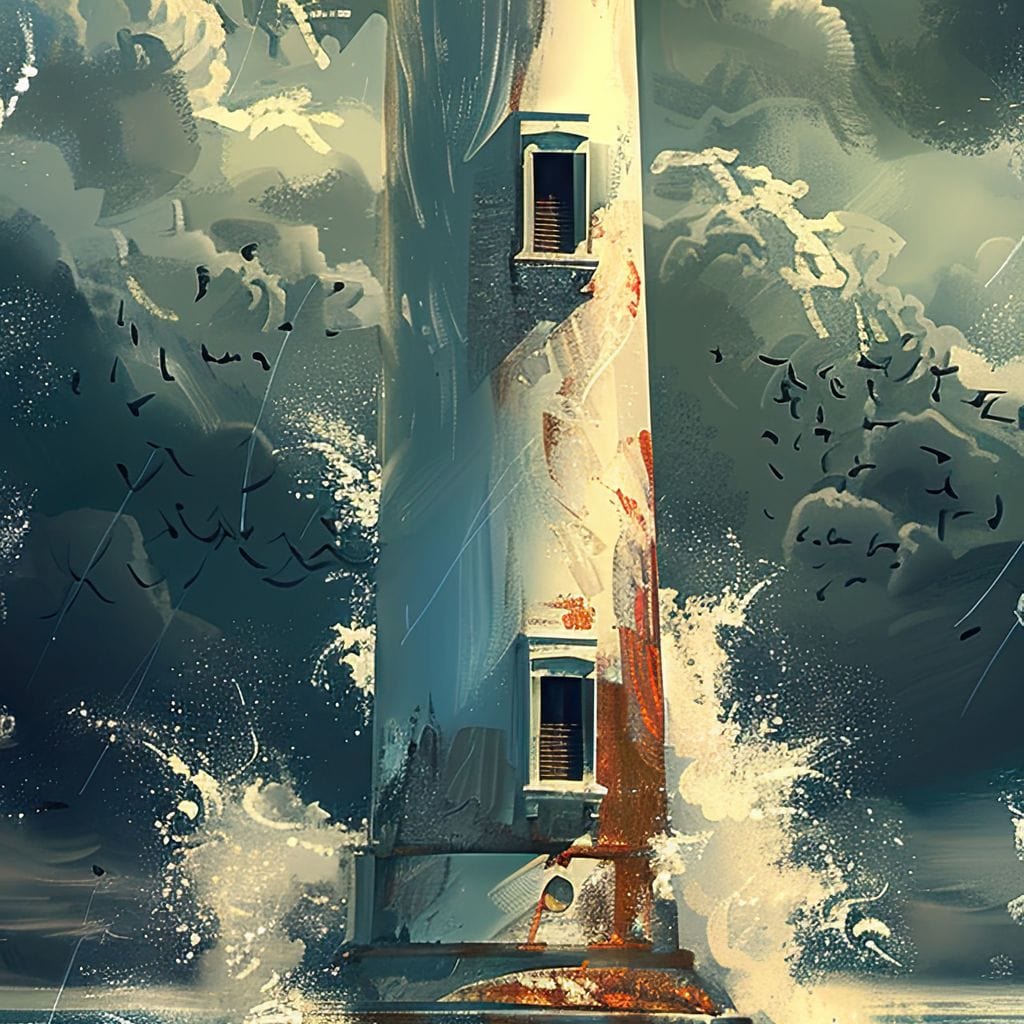 Beacon Amidst Stormy Shores Canvas Wall Art