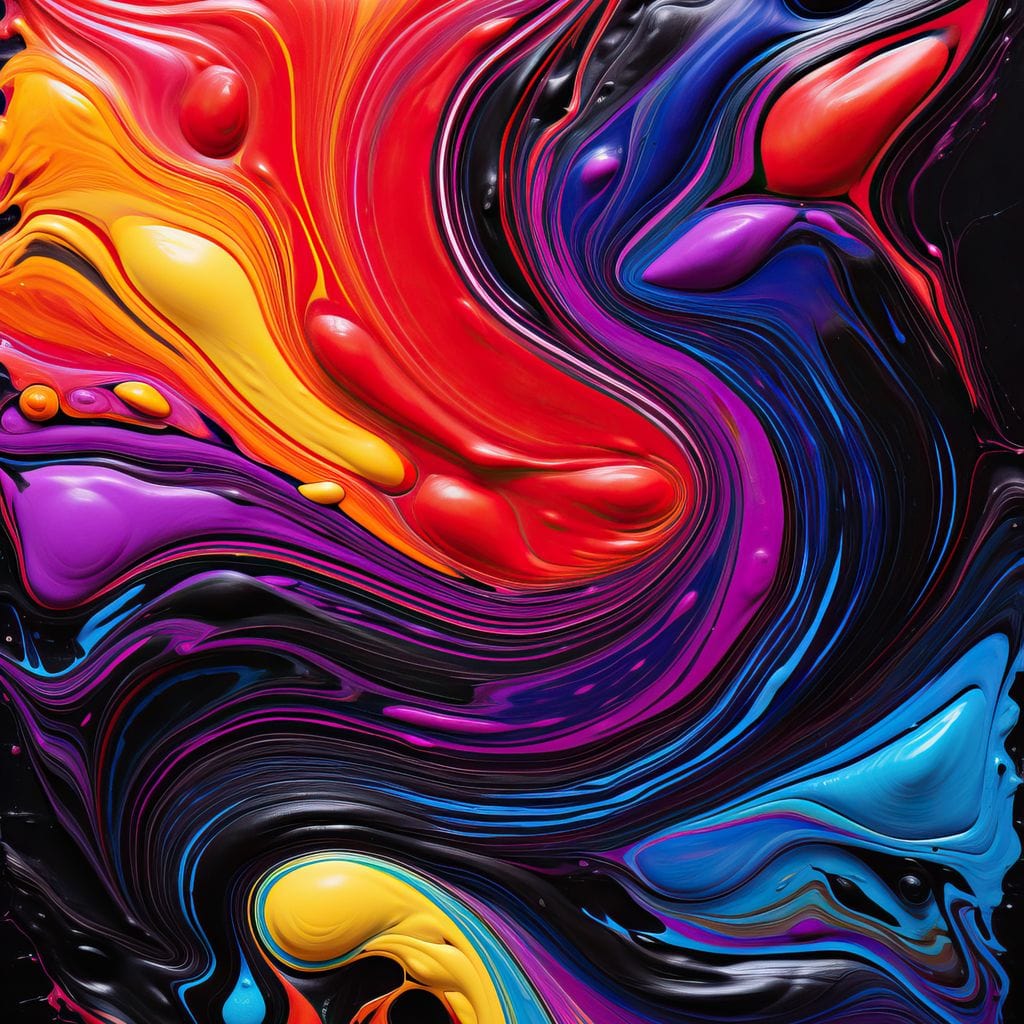 Twilight Abyss Energetic Pour Canvas Wall Art