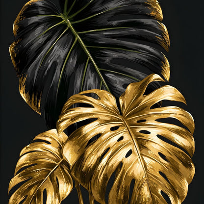 Gilded Foliage Dark Contrast Canvas Wall Art