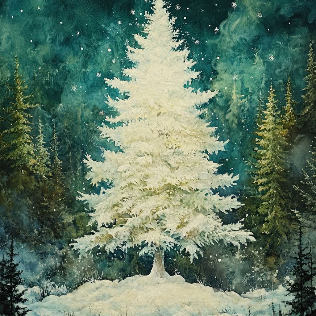 Enchanted Christmas Tree Radiance Canvas Wall Art