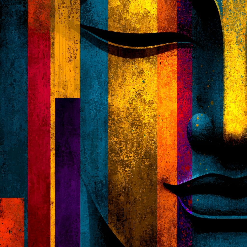 Radiant Stripes of Tranquil Face Canvas Wall Art