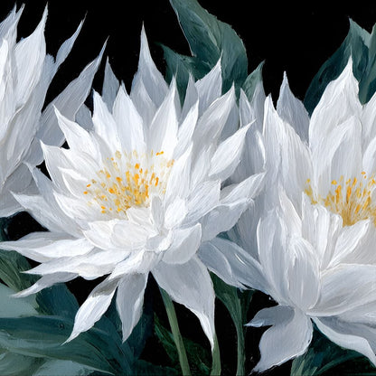 White Lotus Gold Leaf Bouquet Canvas Wall Art