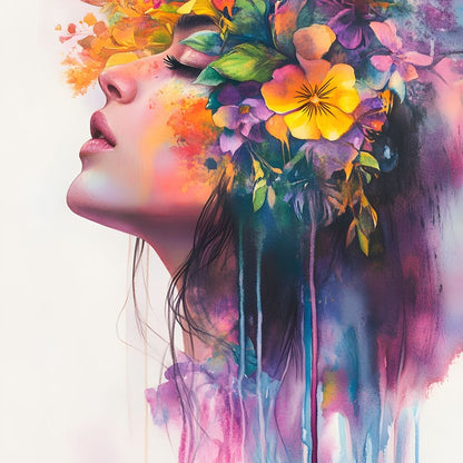 Floral Dreams Embrace Essence Canvas Wall Art