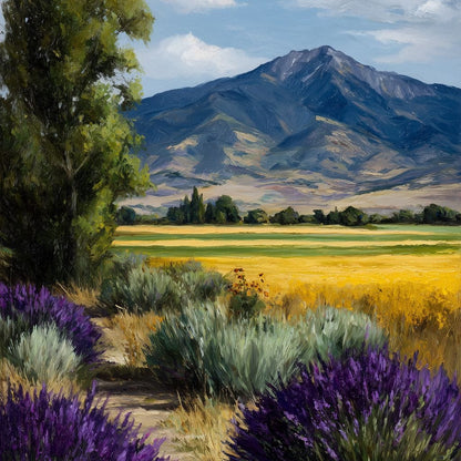 Moonlit Lavender Mountain Path Canvas Wall Art