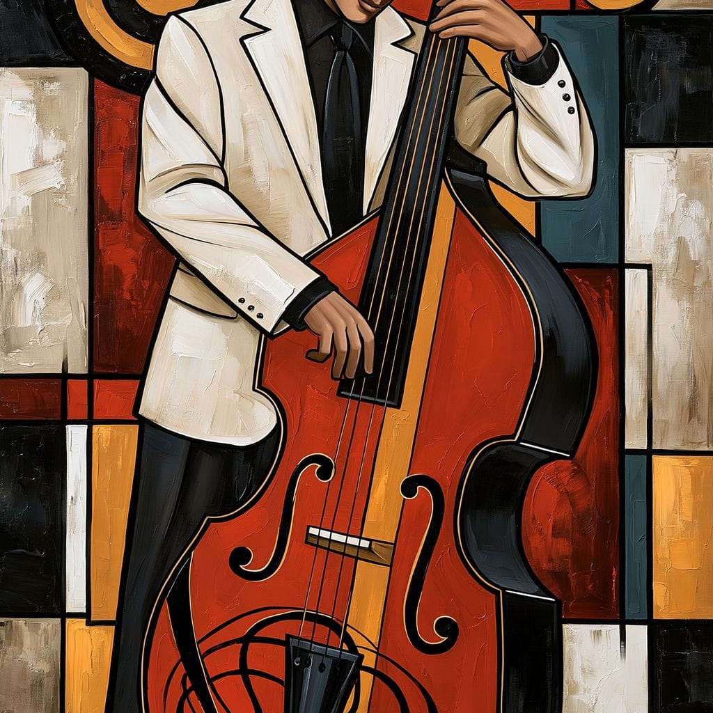 Cool Jazz Rhythm And The Upright Bass Canvas Wall Art