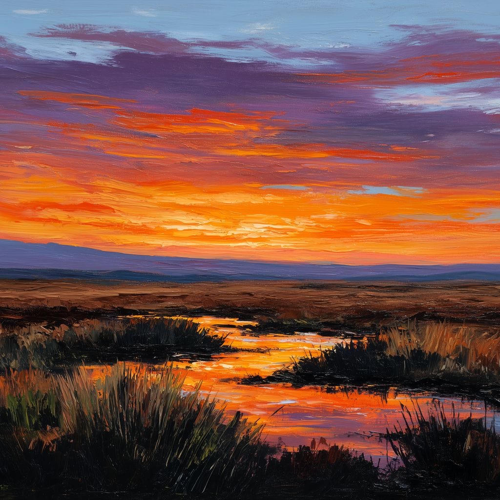 Sunset River Over Marshland Canvas Wall Art