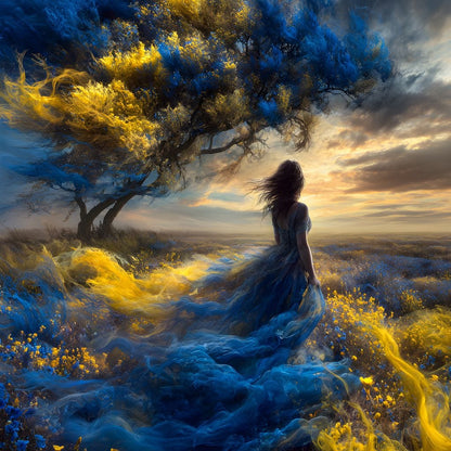 Golden Sapphire Dream Fields Canvas Wall Art