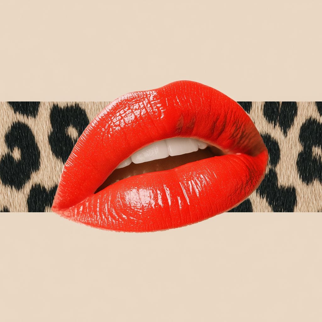 Leopard Kiss Pop Glamour Red Canvas Wall Art
