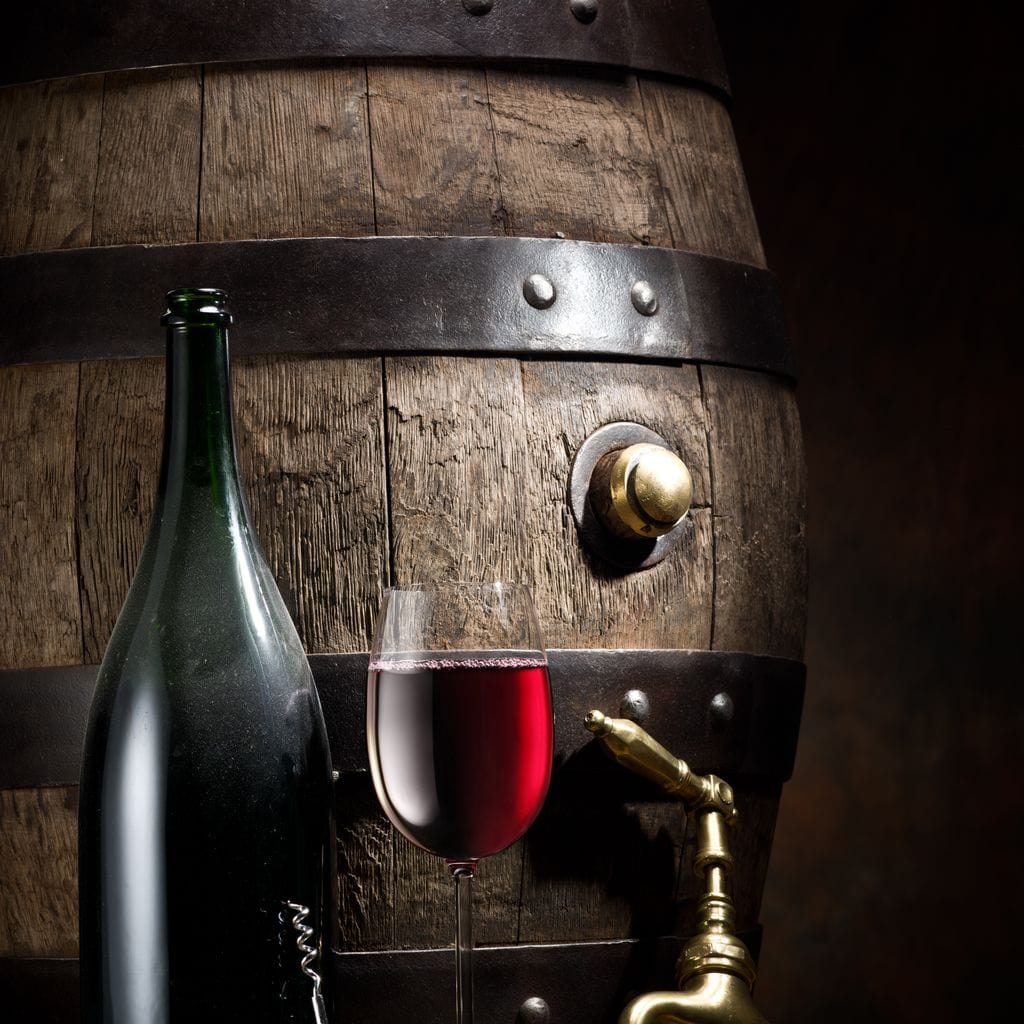 Wine Bottle and Barrel Canvas Wall Art