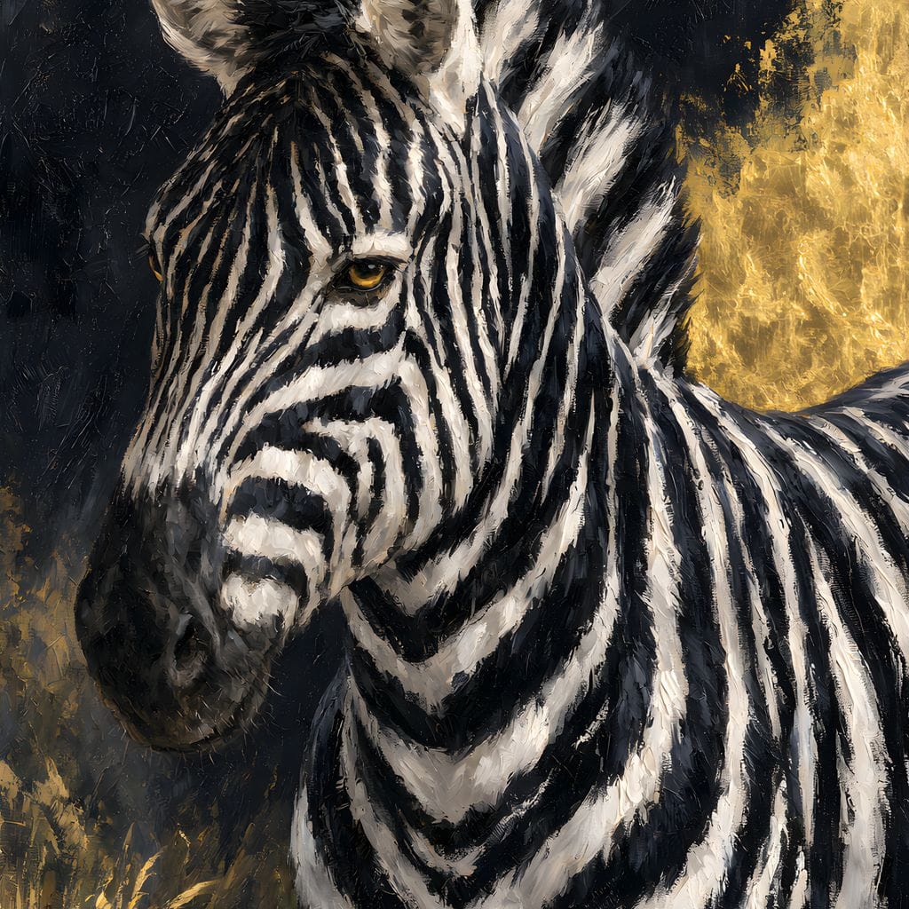 Golden Stripes of the Midnight Plains Canvas Wall Art