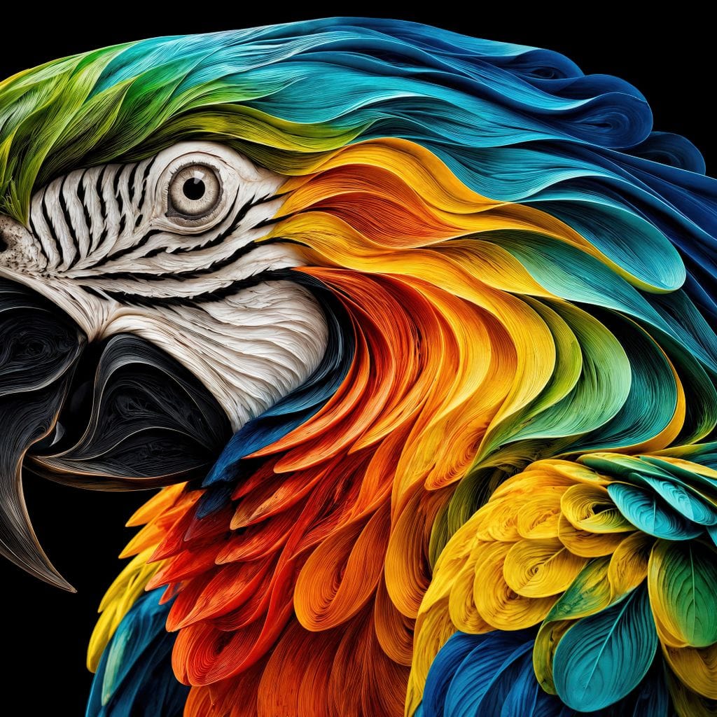 The Ribbon Feather Macaw Canvas Wall Art