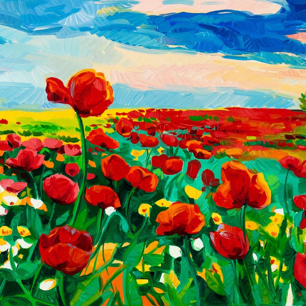 Field of Red Poppies Canvas Wall Art