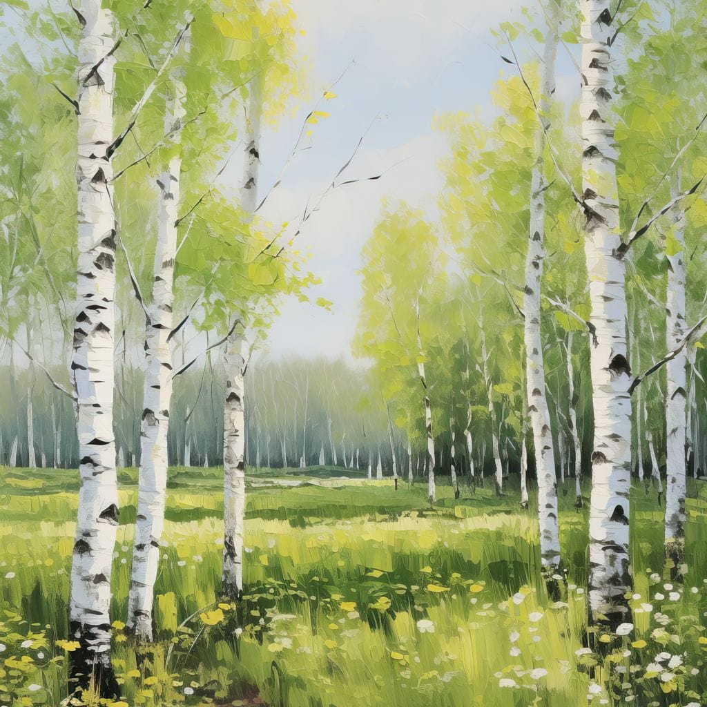 Birch Forest Springtime Canvas Wall Art