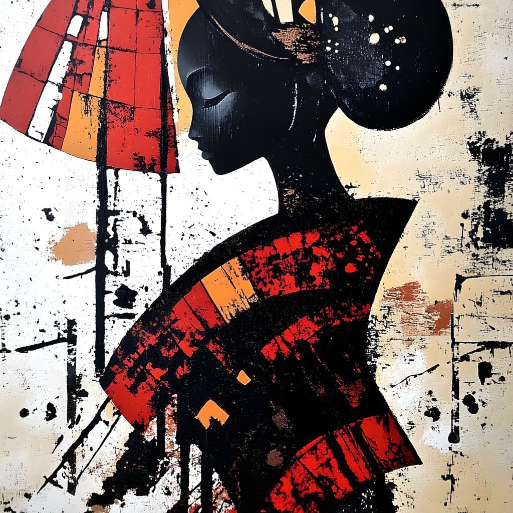 Silhouette Harmony in Amber Tones Canvas Wall Art
