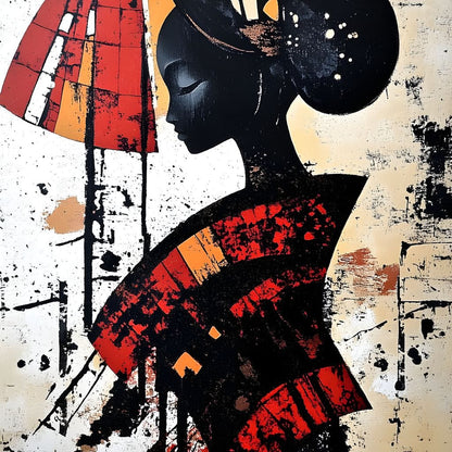 Silhouette Harmony in Amber Tones Canvas Wall Art