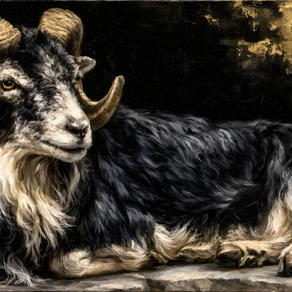 Watchful Ram of the Gilded Void Canvas Wall Art