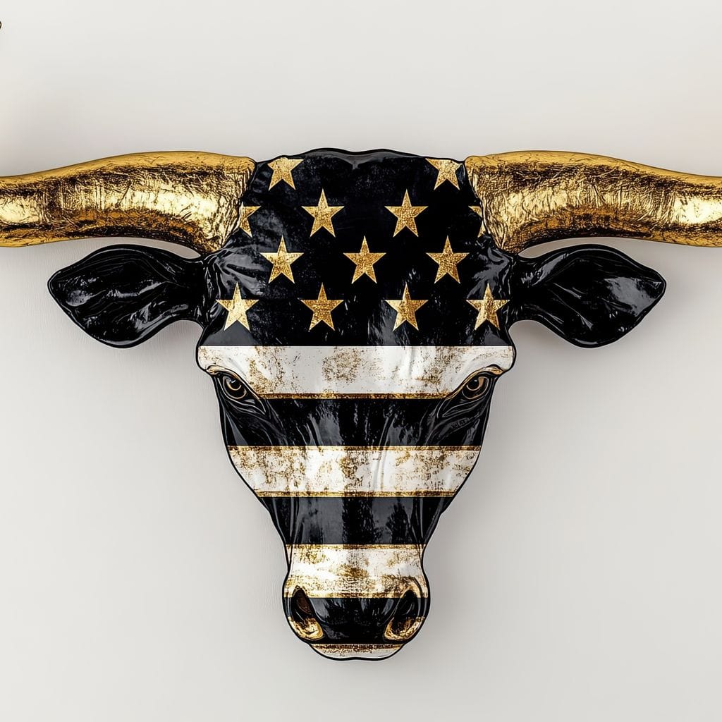 Majestic Gold Horned Bull Canvas Wall Art