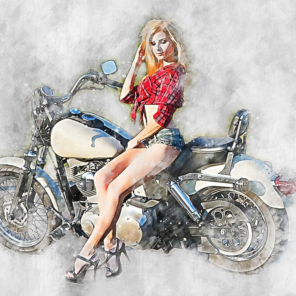 Girl Motorcycle - Mateo Canvas Wall Art