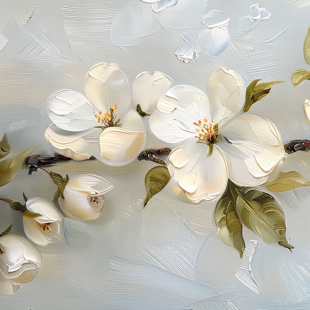 Blossoming Alabaster Flowers Canvas Wall Art