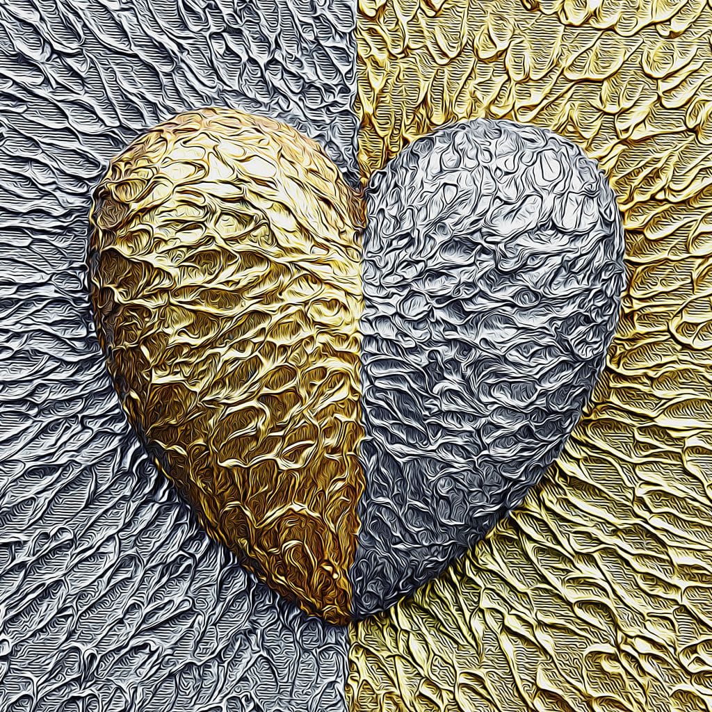 Due Color Heart Canvas Wall Art