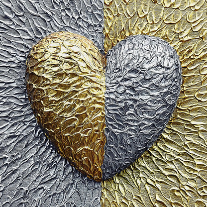 Due Color Heart Canvas Wall Art