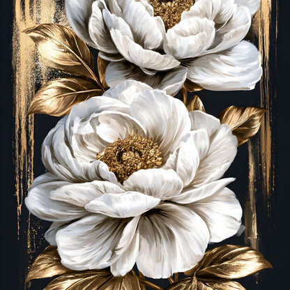 Gilded Petals Resting Upon Midnight Canvas Wall Art