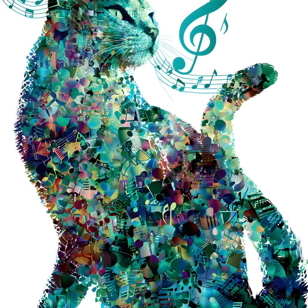Melody Paws Neon Cat Muse Canvas Wall Art