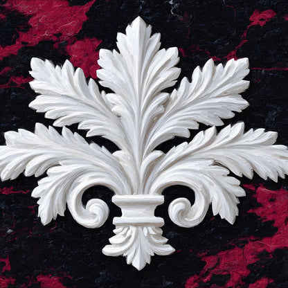 White Fleur De Lis Red Stone Canvas Wall Art