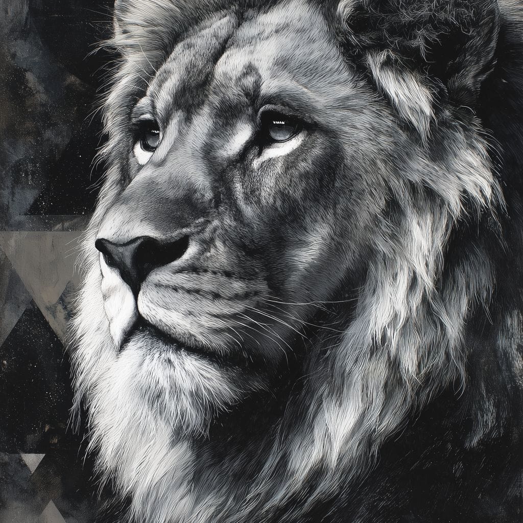 Monochrome Lion King Portrait Canvas Wall Art