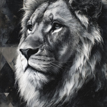 Monochrome Lion King Portrait Canvas Wall Art