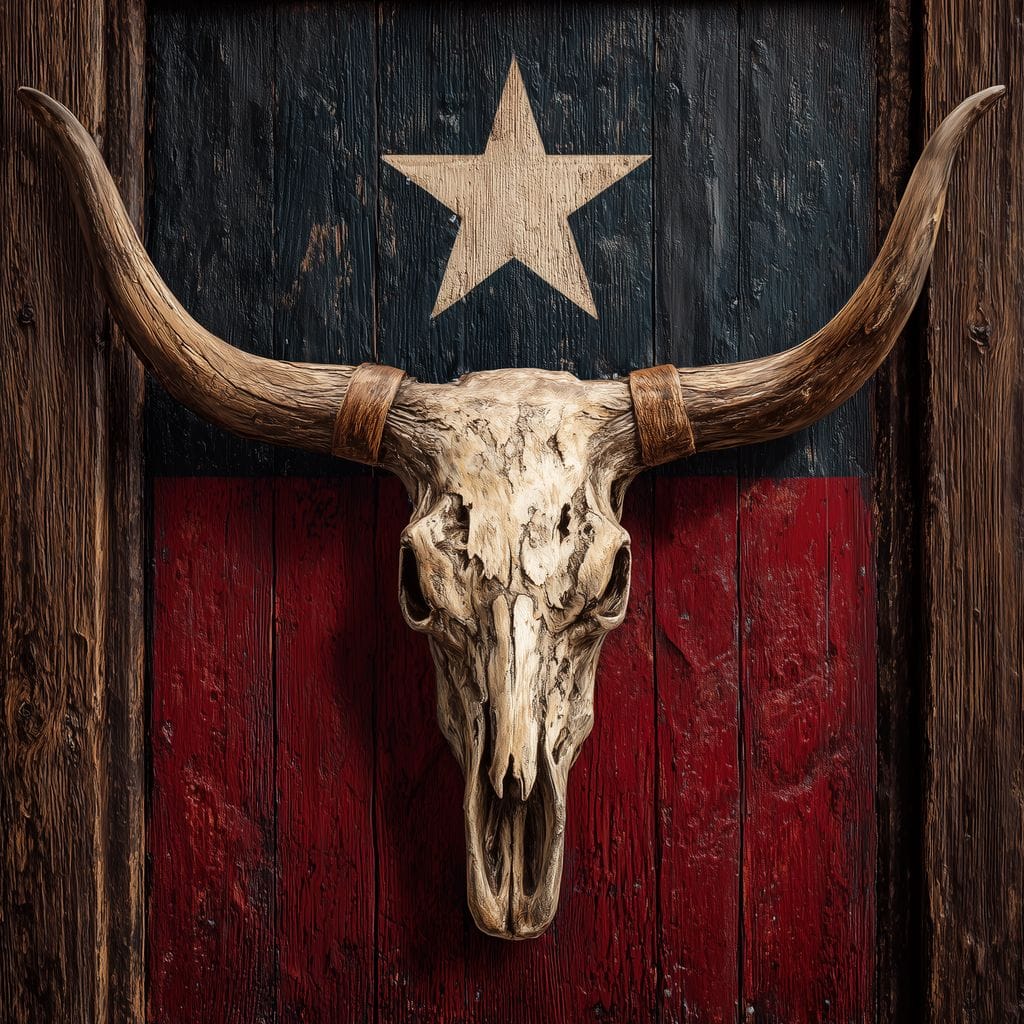 Texas Longhorn Lone Star Barnwood Canvas Wall Art