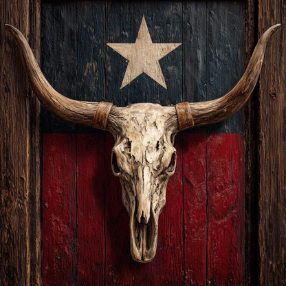 Texas Longhorn Lone Star Barnwood Canvas Wall Art
