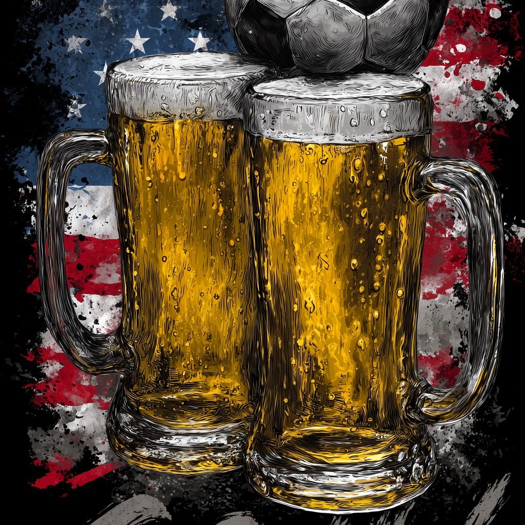 USA Soccer Beer Mugs Goal Canvas Wall Art