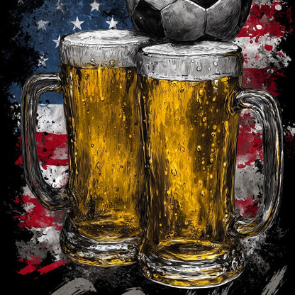 USA Soccer Beer Mugs Goal Canvas Wall Art