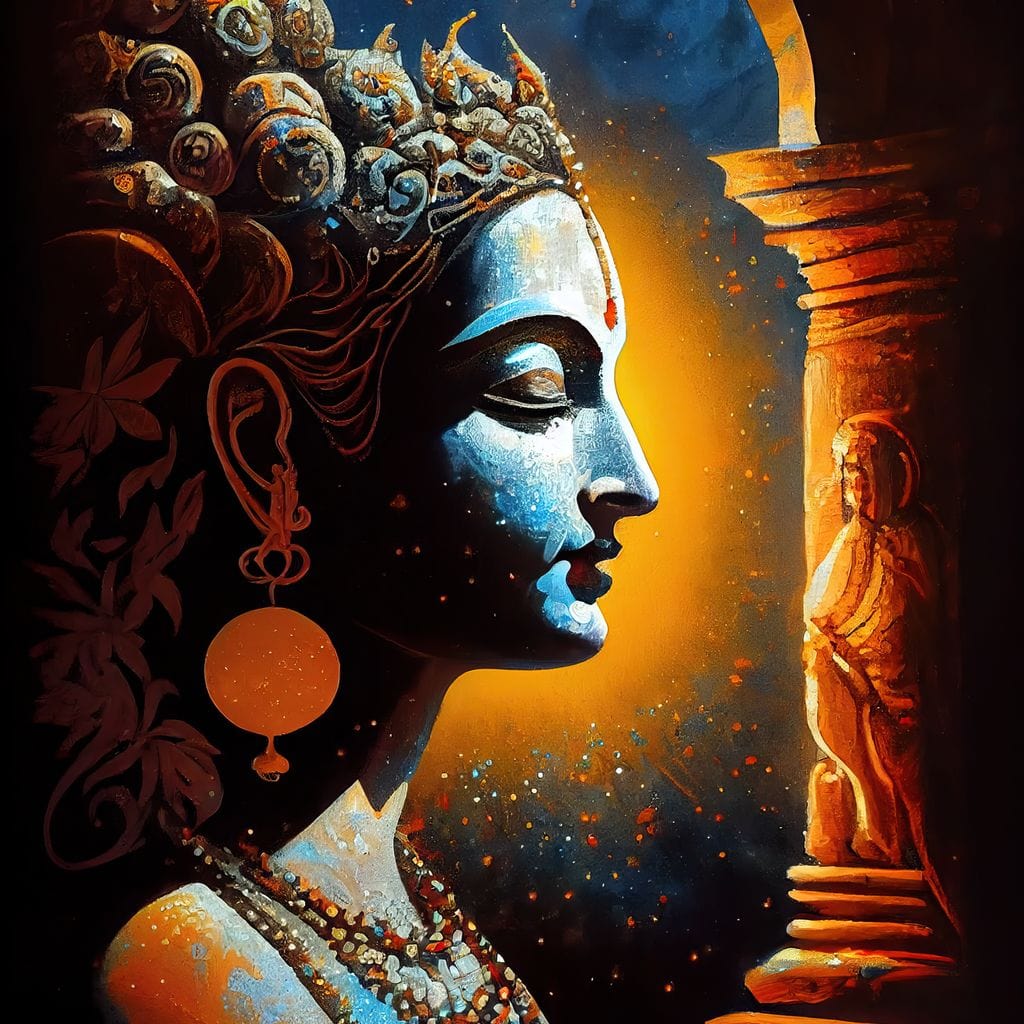 Krishna Temple Canvas Wall Art