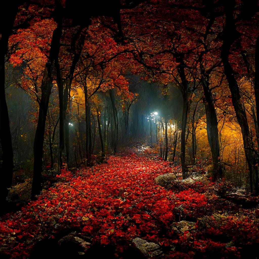 Beautiful Forest at Night Canvas Wall Art