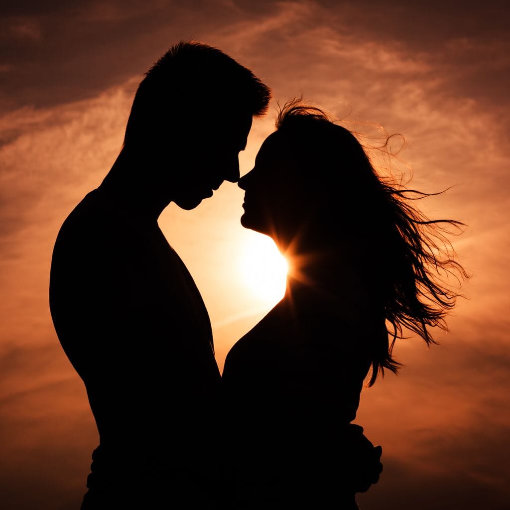 Couple by the Sunset Canvas Wall Art