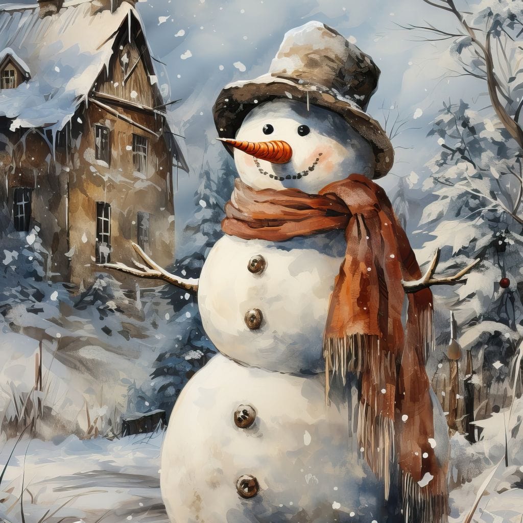 Christmas Snowman Canvas Wall Art