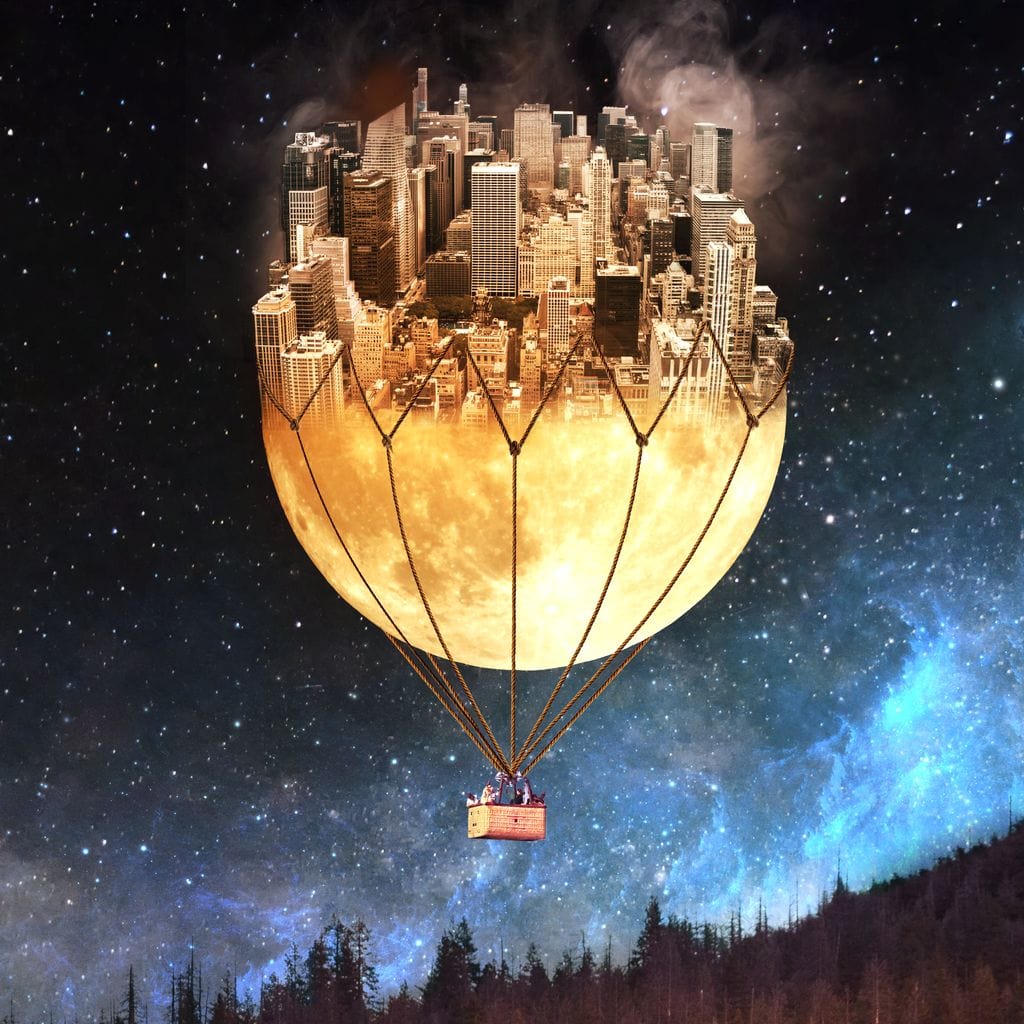Moon Town Canvas Wall Art
