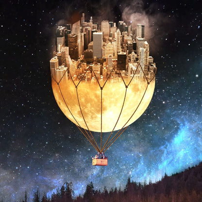 Moon Town Canvas Wall Art