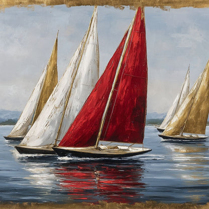 Bold Regatta On Open Water Canvas Wall Art