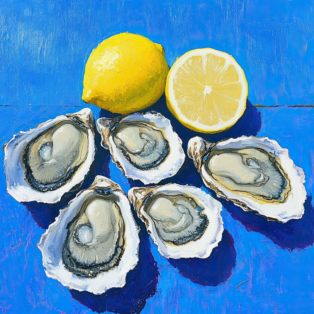 Lemon Kissed Oysters Canvas Wall Art