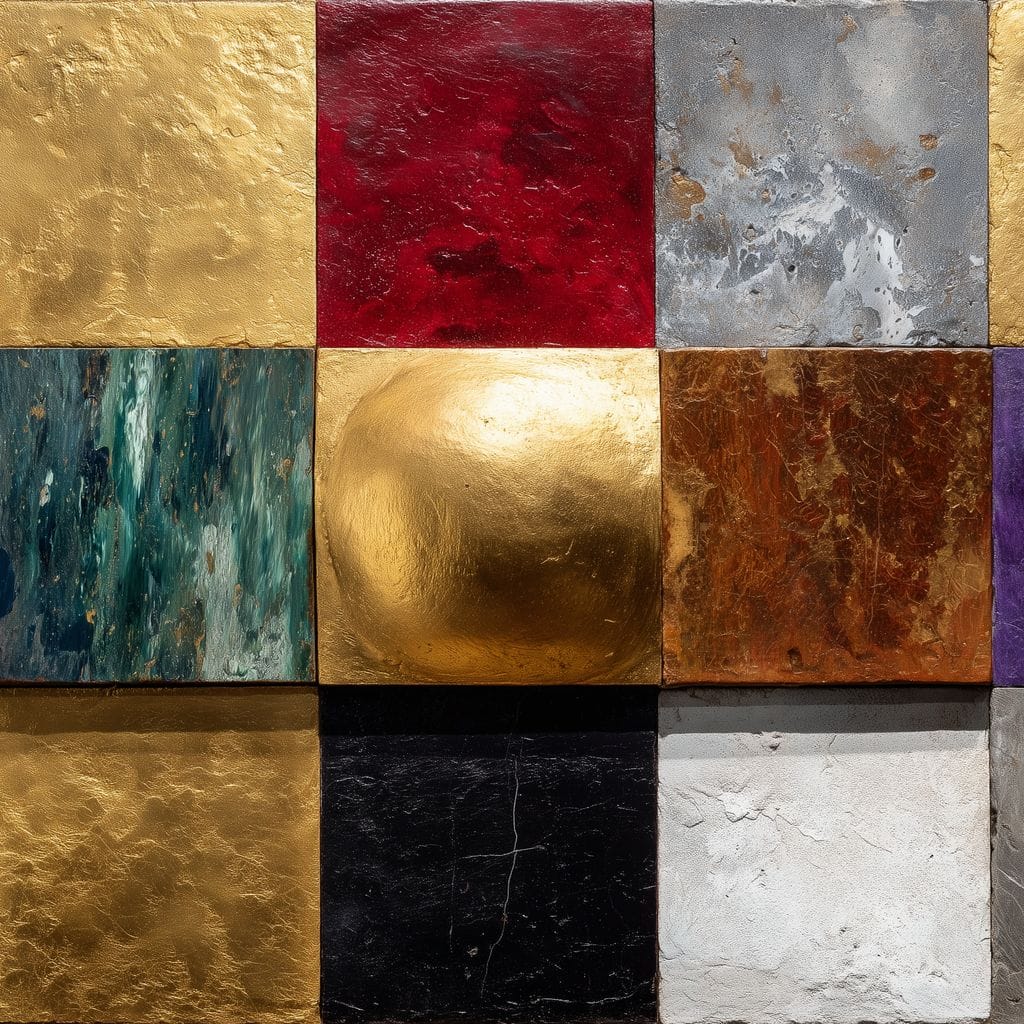 Gilded Mosaic Color Blocks Canvas Wall Art