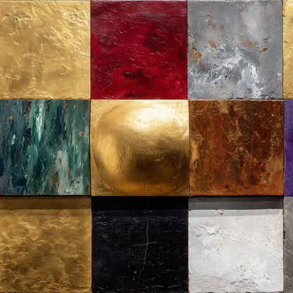 Gilded Mosaic Color Blocks Canvas Wall Art