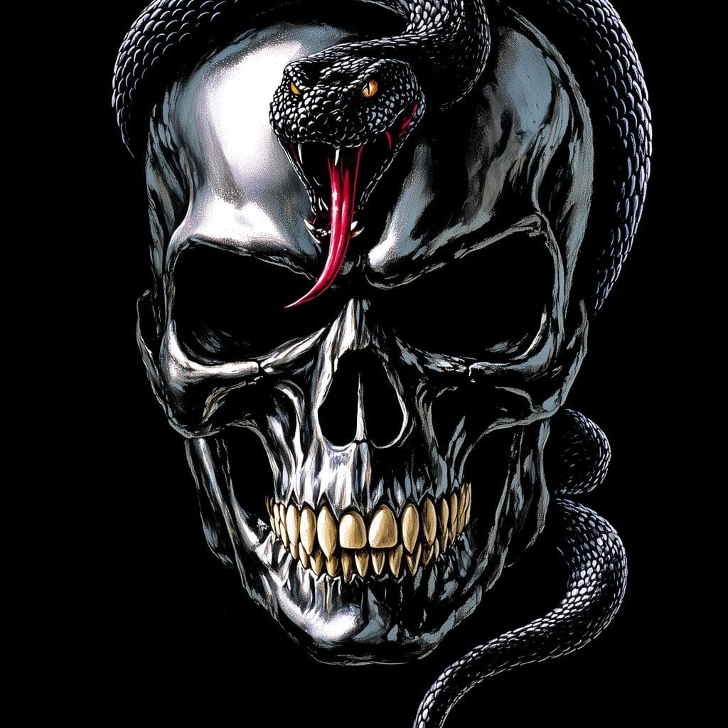 Serpent Crowned Skull Night Canvas Wall Art