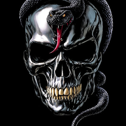 Serpent Crowned Skull Night Canvas Wall Art