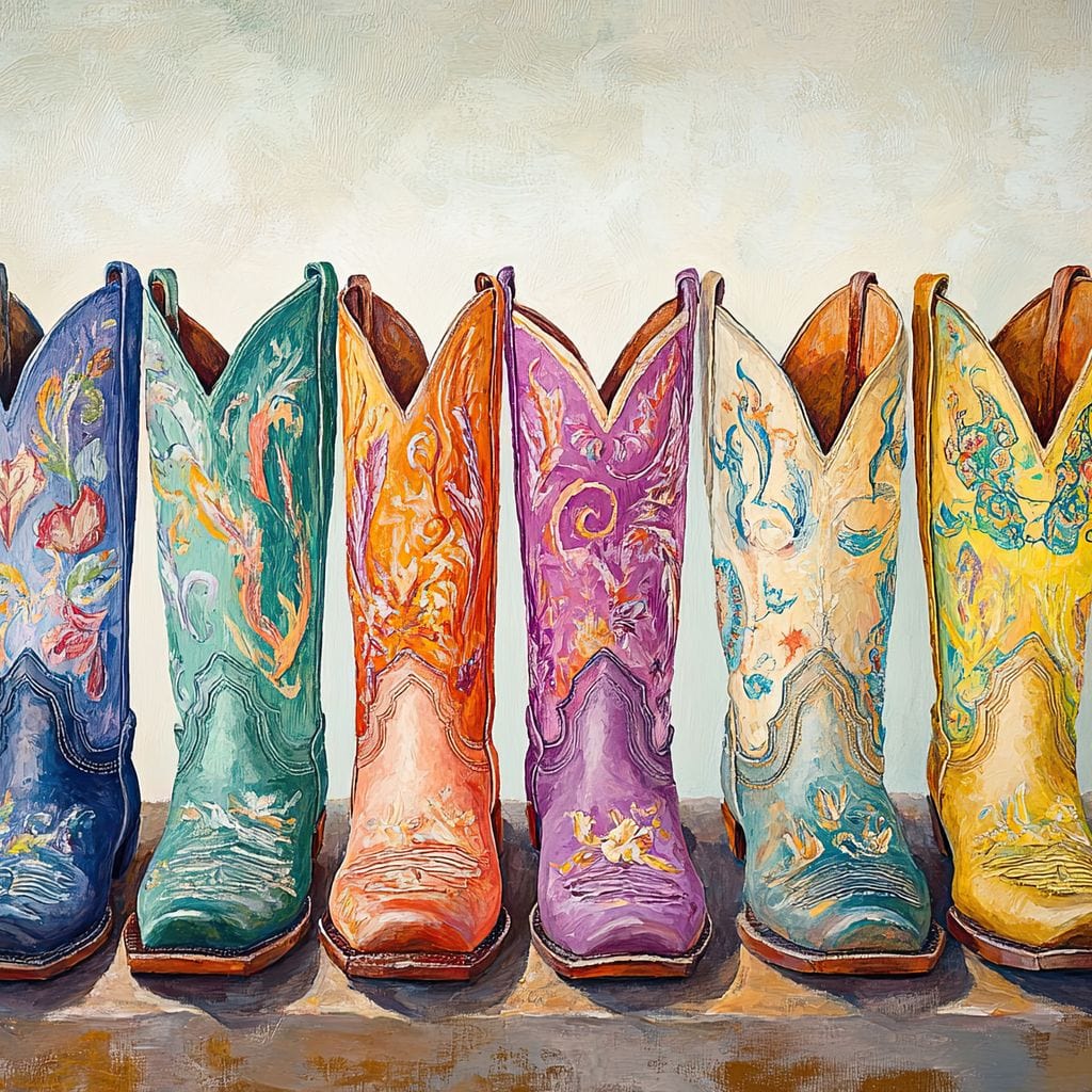 Western Boot Parade Canvas Wall Art