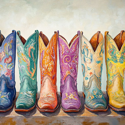 Western Boot Parade Canvas Wall Art