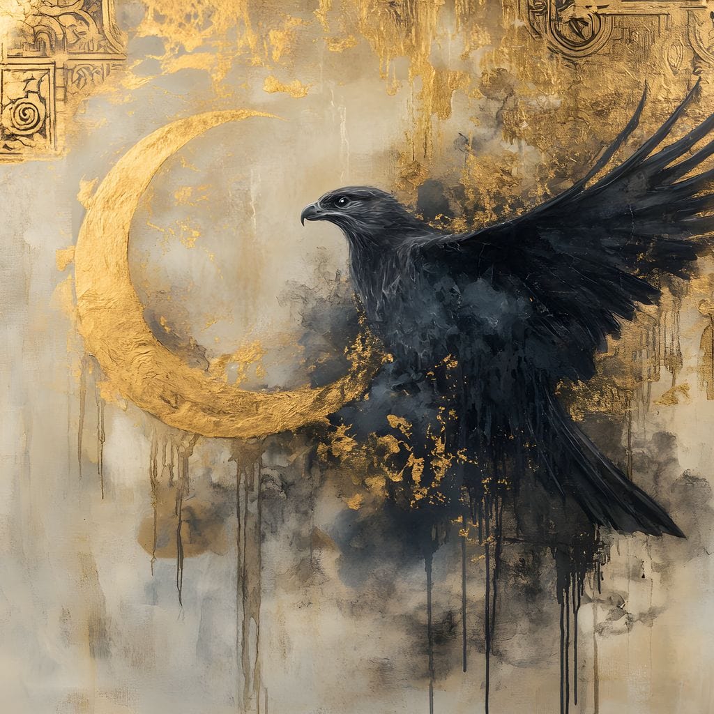 Golden Flight of Midnight Canvas Wall Art
