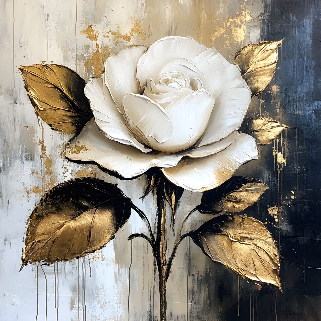 Golden Petals Against Contrast Canvas Wall Art